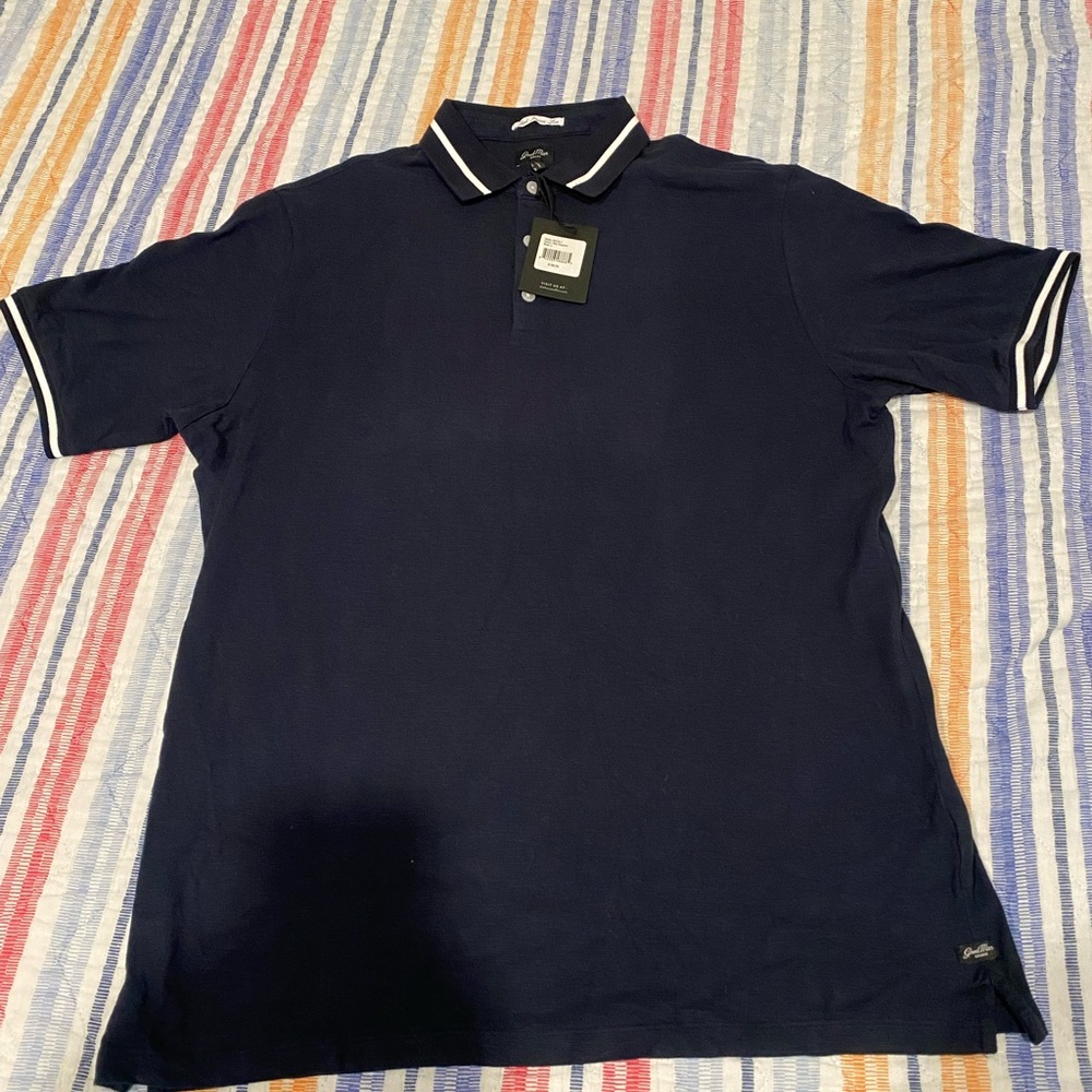 Good Man Brand Dark Blue Polo with White Accents